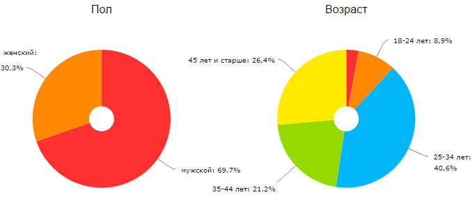Половозрастная характеристика посетителей сайта teplo.guru